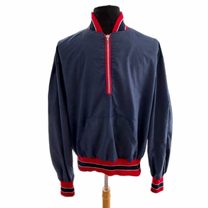 Vintage Butwin Varsity Jacket Pullover Medium Blue Red 50’s 60’s Warmup 1/2 Zip